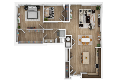 Floor plan for 1 bed, 1 bath, 1322 sqft